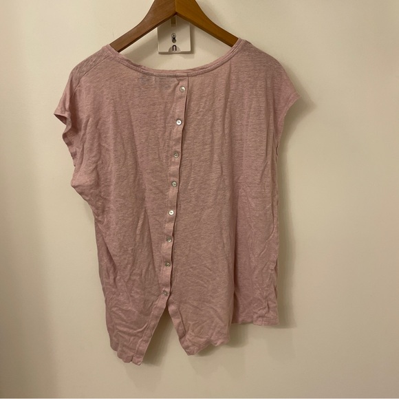 Tahari women’s Sleeveless Rose Pink Linen Top With Angled Buttons On Back, XL - Picture 3 of 7